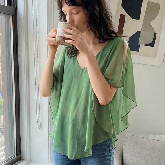 Studio 1940 Tops - Studio 1940 Vintage Flowy Silky Sage Green Sleeveless Light & Airy Blouse